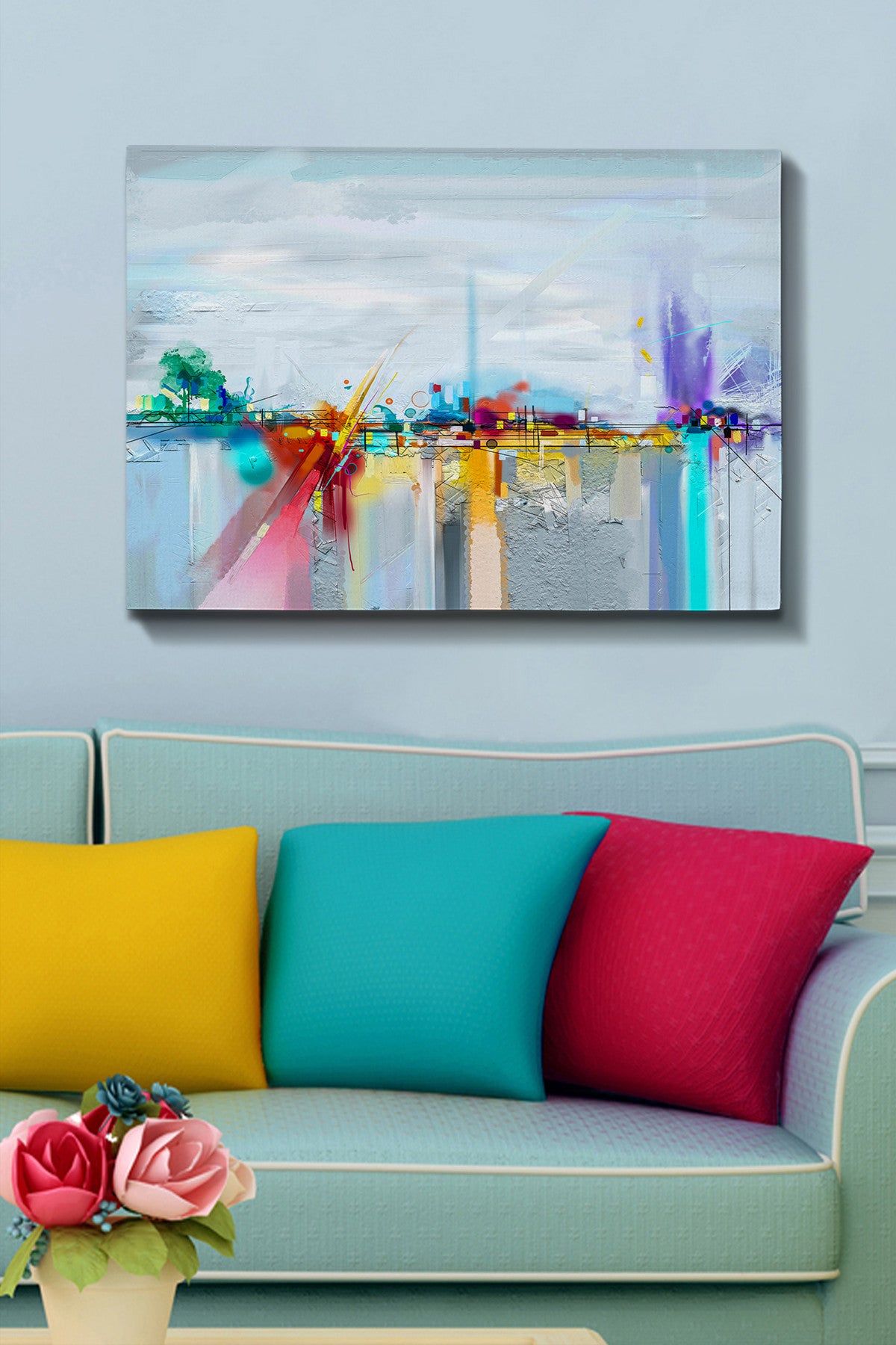 Impressionante pintura decorativa em tela, 70 x 100 cm | 100% tela, 100% moldura de madeira (3 cm de espessura) | Perfeito para amantes de decoração e arte