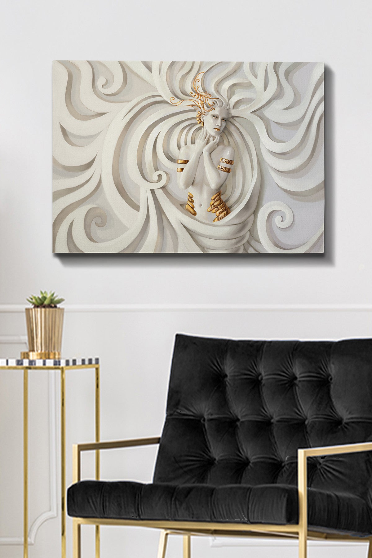 Impressionante pintura decorativa em tela, 70 x 100 cm | 100% tela, 100% moldura de madeira (3 cm de espessura) | Perfeito para amantes de decoração e arte