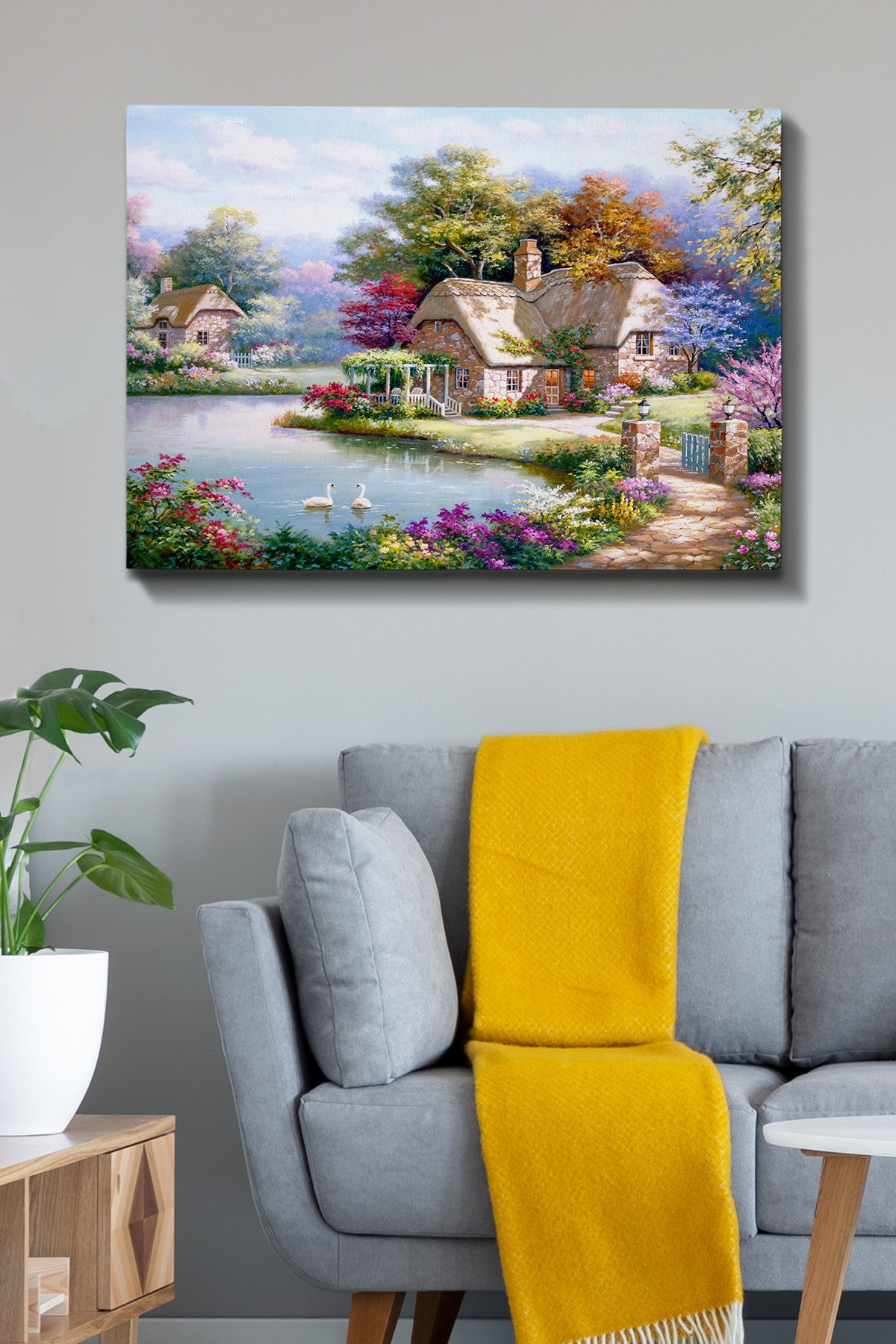 Impressionante pintura decorativa em tela, 70 x 100 cm | 100% tela, 100% moldura de madeira (3 cm de espessura) | Perfeito para amantes de decoração e arte