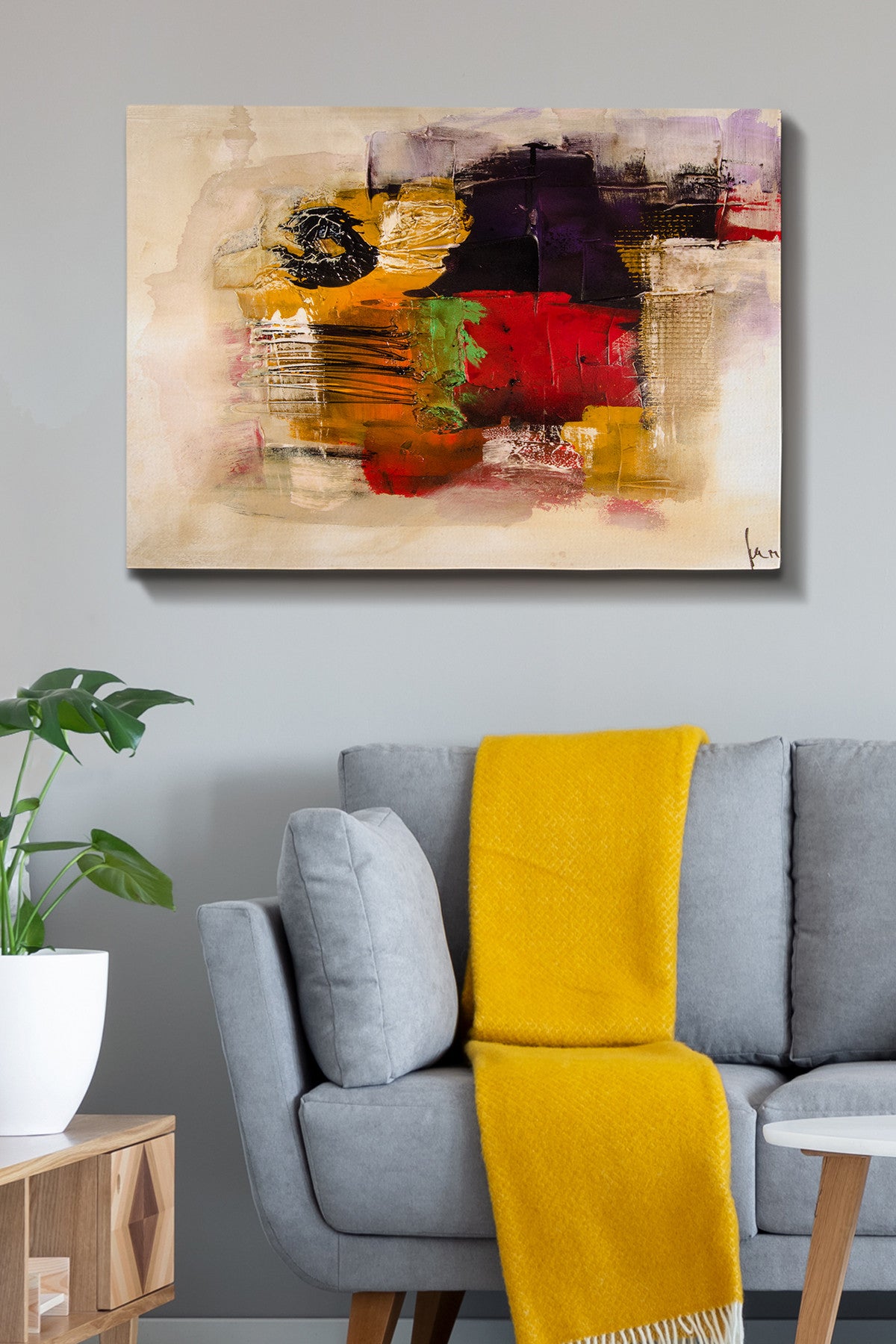 Impressionante pintura decorativa em tela, 70 x 100 cm | 100% tela, 100% moldura de madeira (3 cm de espessura) | Perfeito para amantes de decoração e arte