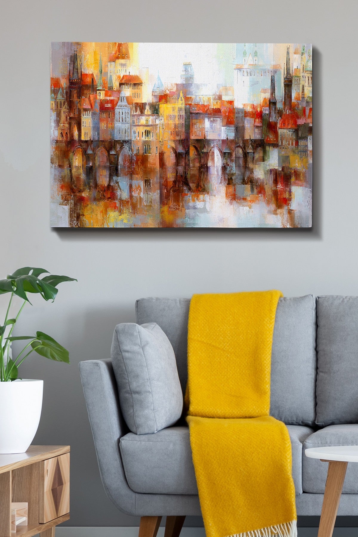 Impressionante pintura decorativa em tela, 70 x 100 cm | 100% tela, 100% moldura de madeira (3 cm de espessura) | Perfeito para amantes de decoração e arte, artista anônimo