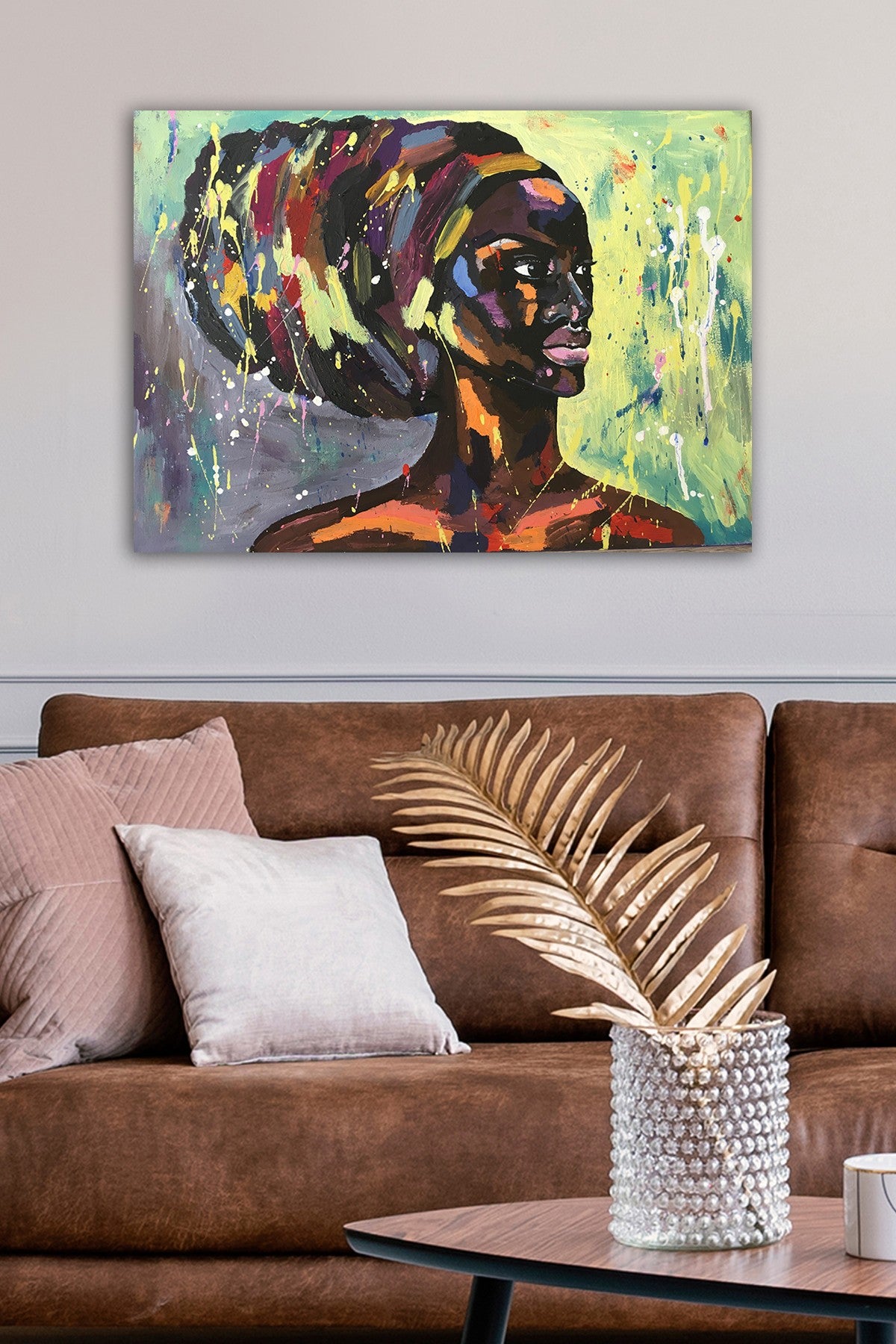 Impressionante pintura decorativa em tela, 50 x 70 cm | 100% tela, 100% moldura de madeira (3 cm de espessura) | Perfeita para amantes de decoração e arte