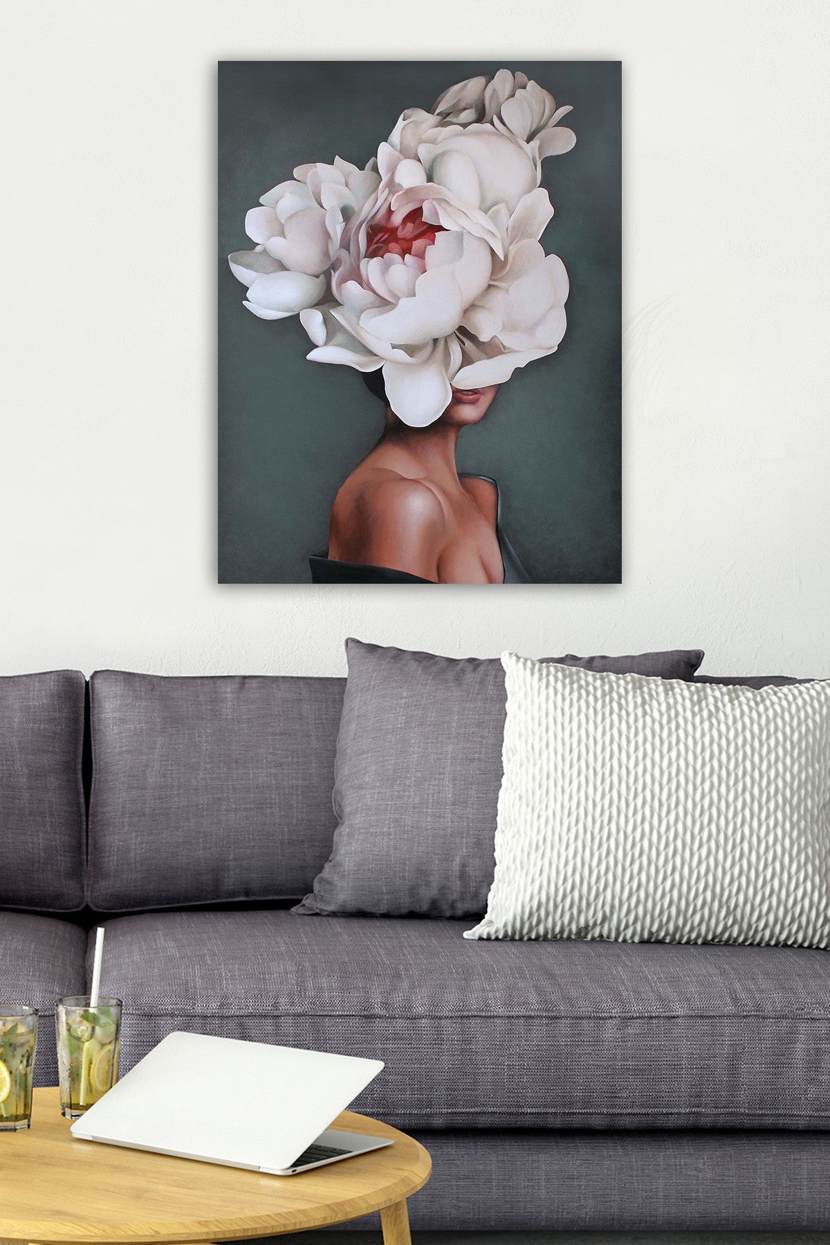 Impressionante pintura decorativa em tela, 50 x 70 cm | 100% tela, moldura de madeira com 3 cm de espessura | Perfeito para amantes de decoração e arte, artista anônimo