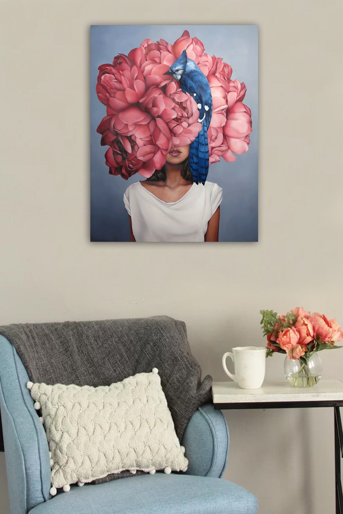 Impressionante pintura decorativa em tela, 50 x 70 cm | 100% tela, 100% moldura de madeira (3 cm de espessura) | Perfeita para amantes de decoração e arte
