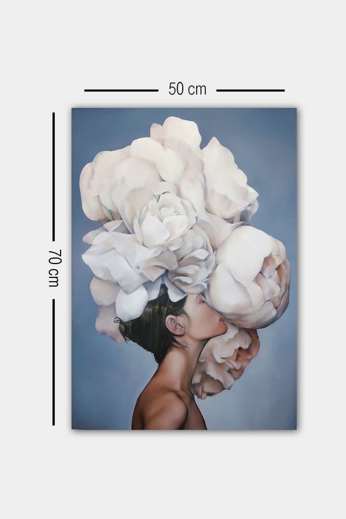 Impressionante pintura decorativa em tela, 50 x 70 cm | 100% tela, moldura de madeira com 3 cm de espessura | Perfeito para amantes de decoração e arte, artista anônimo