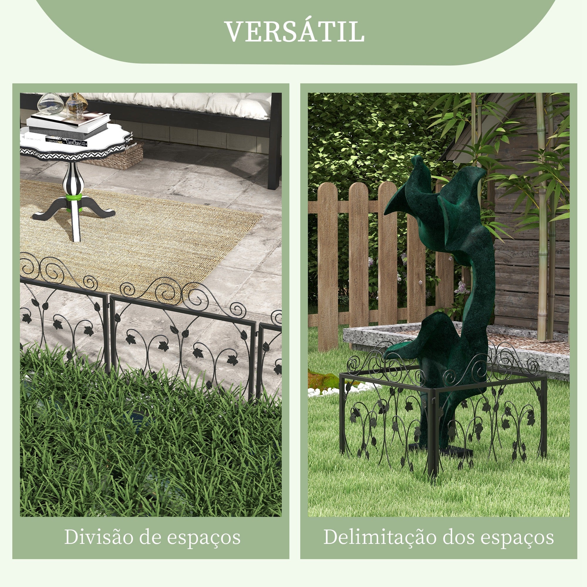 Vedação de Jardim Exterior 4 Painéis 229,5x47,5 cm - Cor Preto
