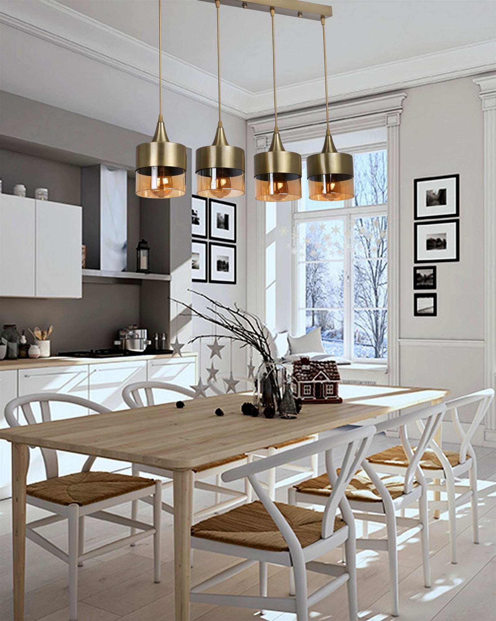 Candeeiro de Teto – 16x16x65 cm – Vintage – Metal revestido de cobre