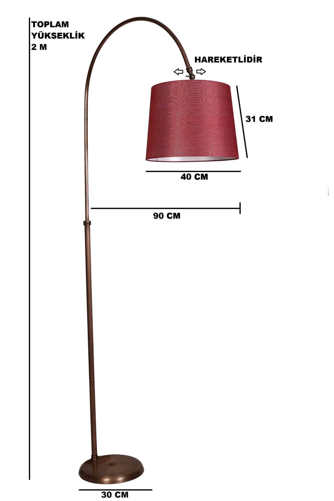 Candeeiro de Pé – 200 cm – Vermelho Escarlate – Metal