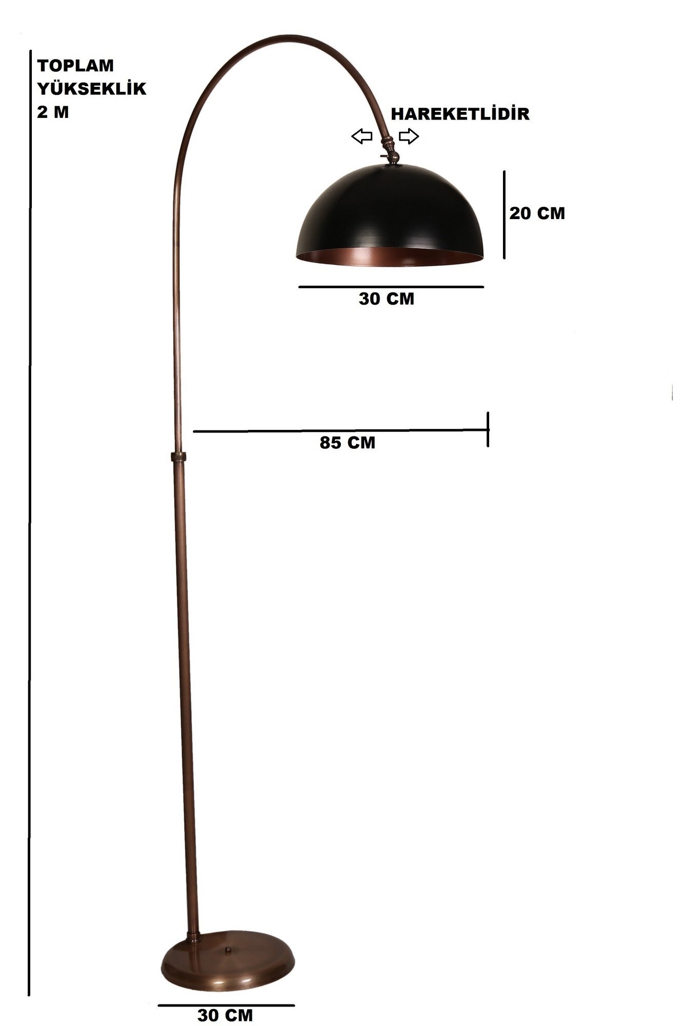 Candeeiro de Pé – 200 cm – Preto e Cromado – Metal