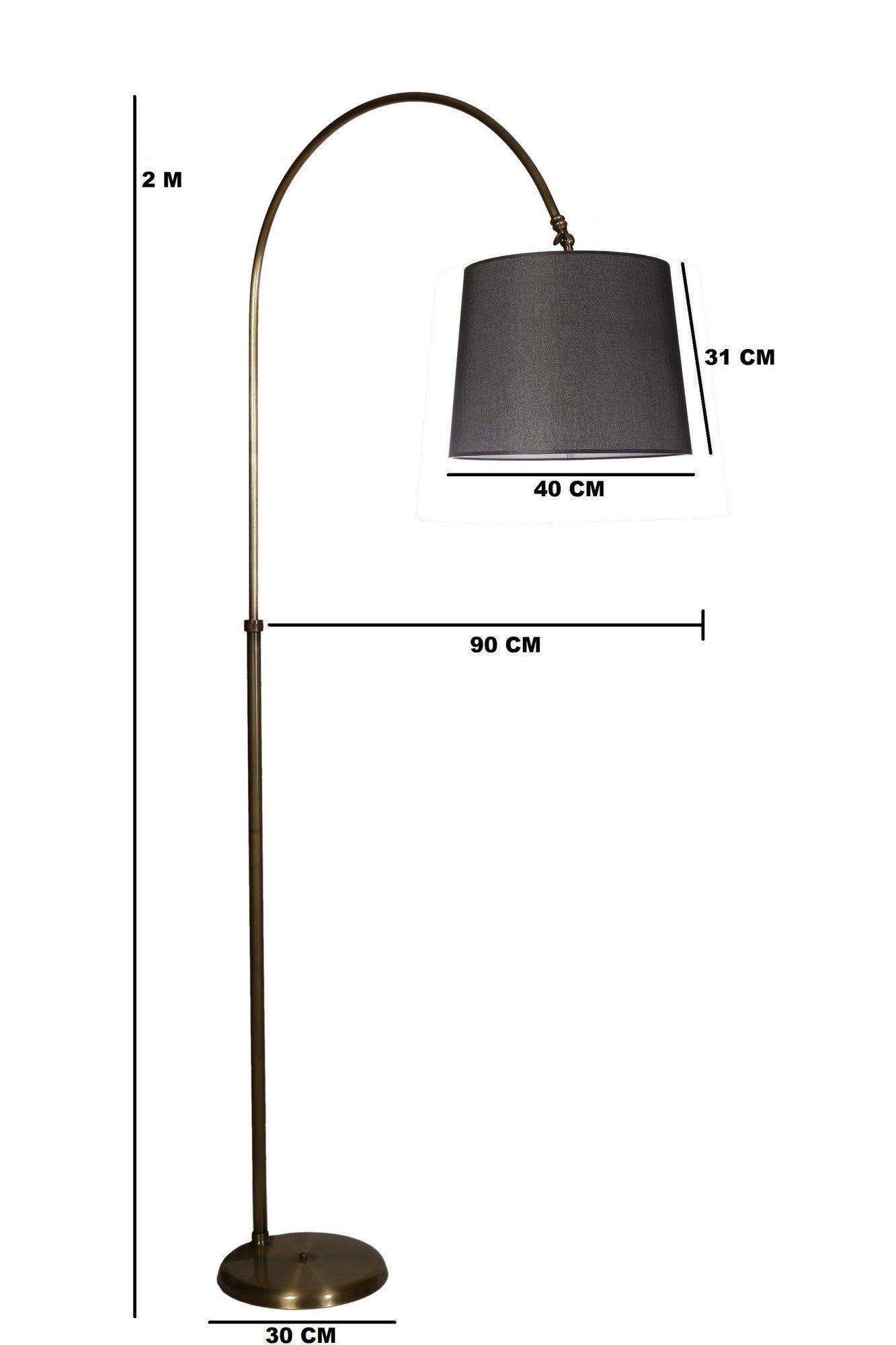 Candeeiro de Pé – 200cm – Preto – Metal e Tecido