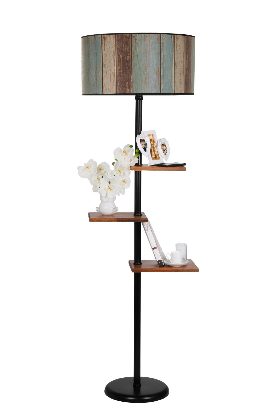Candeeiro de Pé – 170 cm – Multicolorido – Metal e Tecido