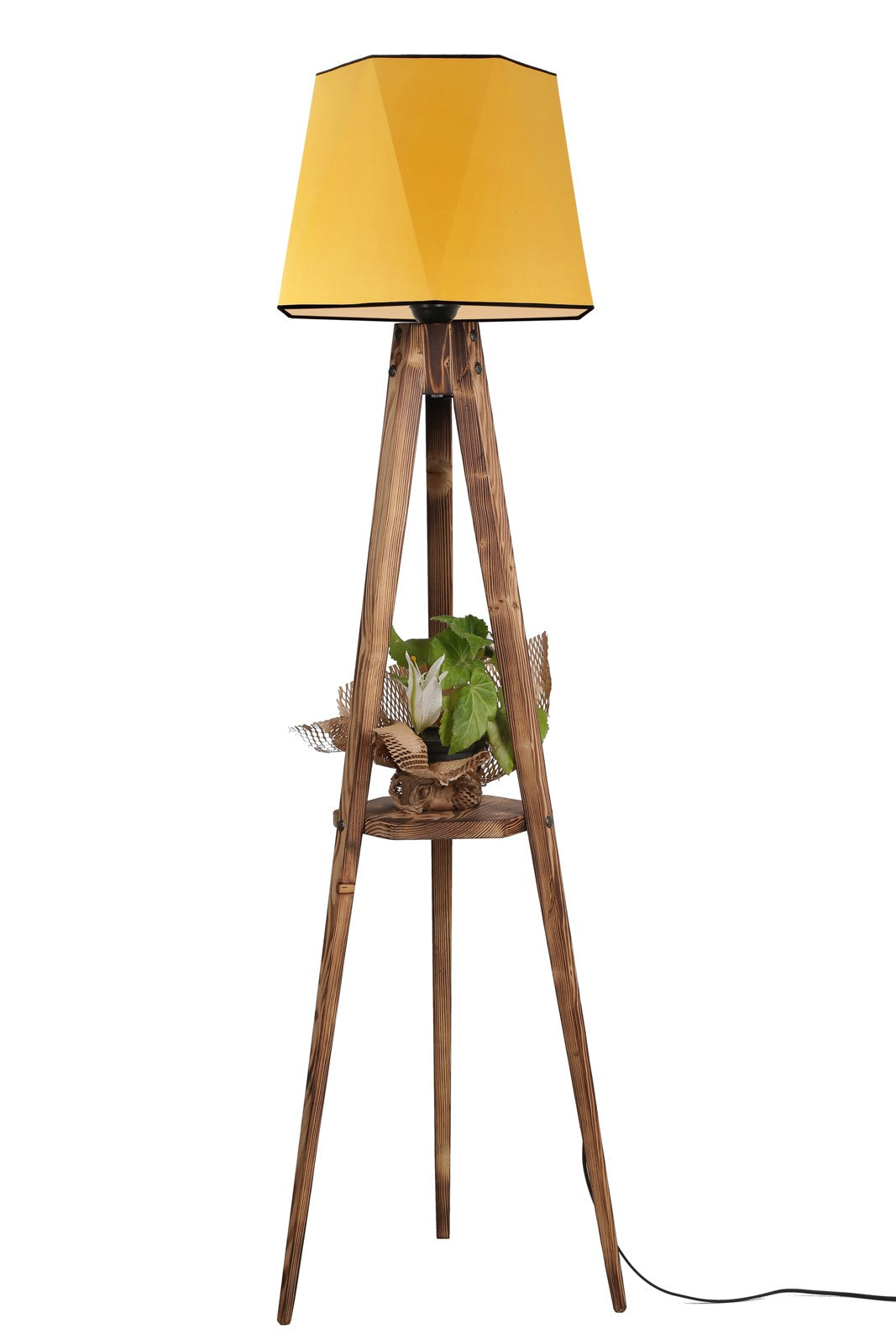 Candeeiro de Pé – 165 cm – Mostarda – Madeira de Abeto