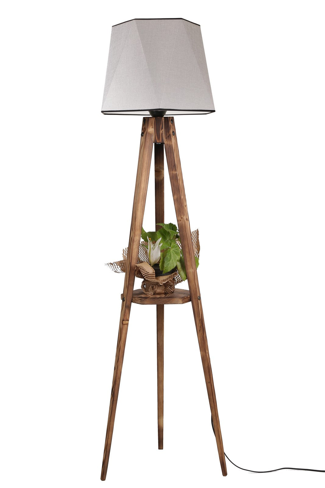 Candeeiro de Pé de Madeira – 165 cm – Cinza