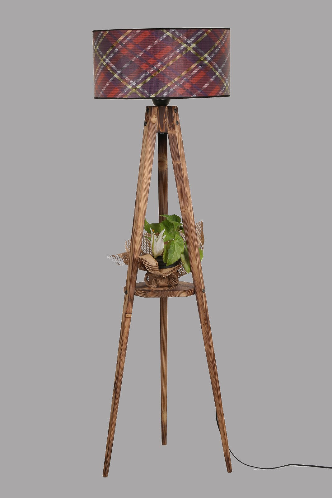 Candeeiro de Pé de Madeira – 153 cm – Multicolorido
