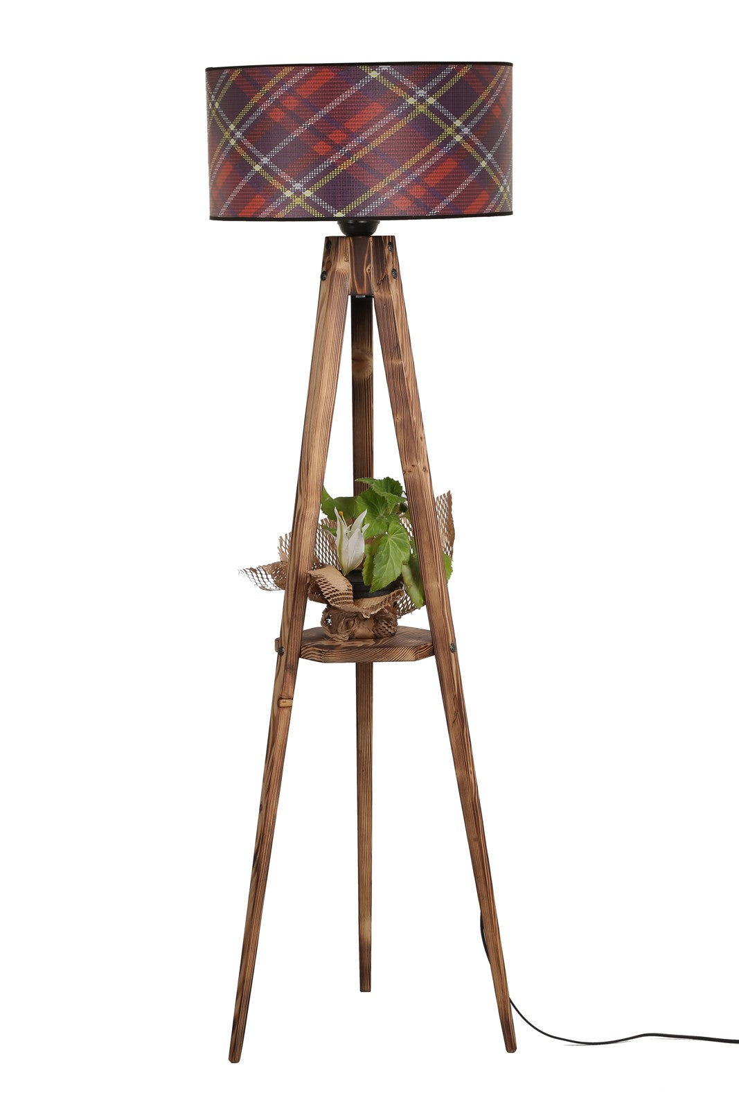 Candeeiro de Pé de Madeira – 153 cm – Multicolorido