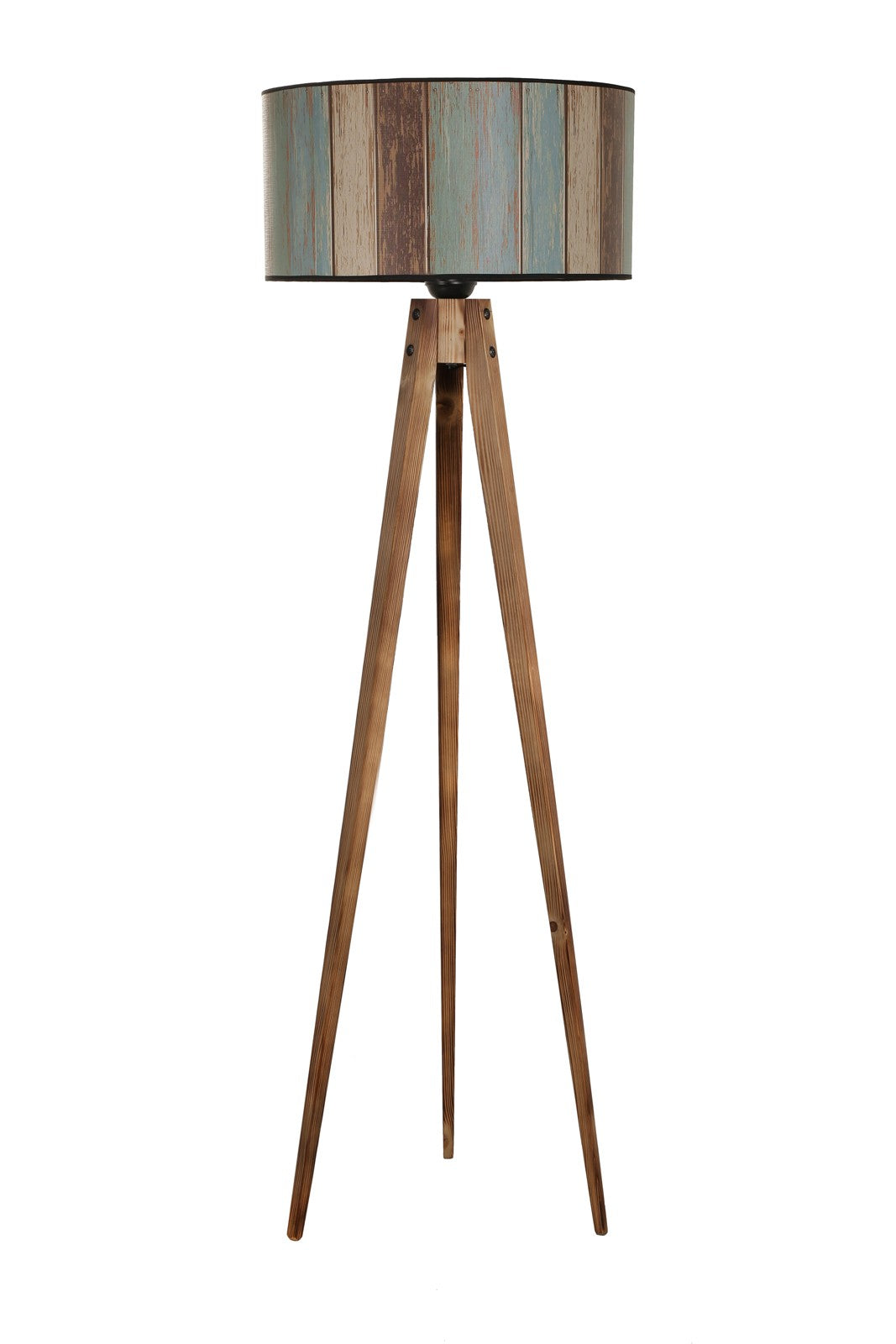 Candeeiro de Pé em Madeira – 153 cm – Multicolorido – Tecido