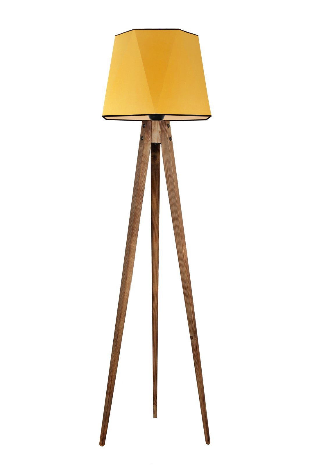 Candeeiro de Pé de Madeira – 165 cm – Mostarda – Tecido