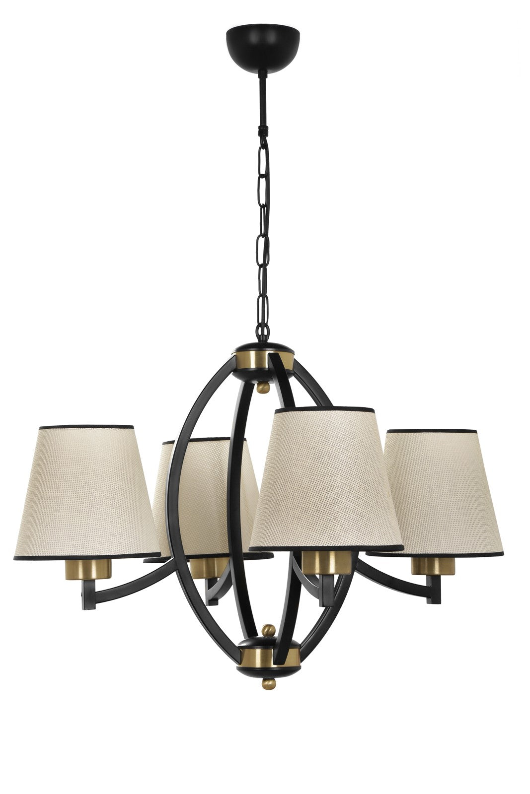 Candeeiro de Teto – 60 cm – Bege, Preto, Dourado – Metal