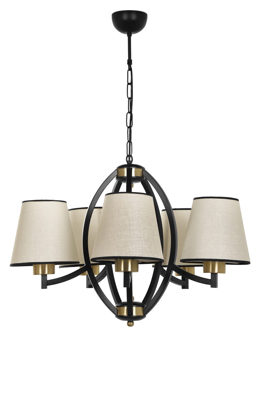 Candeeiro de Teto – 60 cm – Bege, Preto, Dourado – Metal