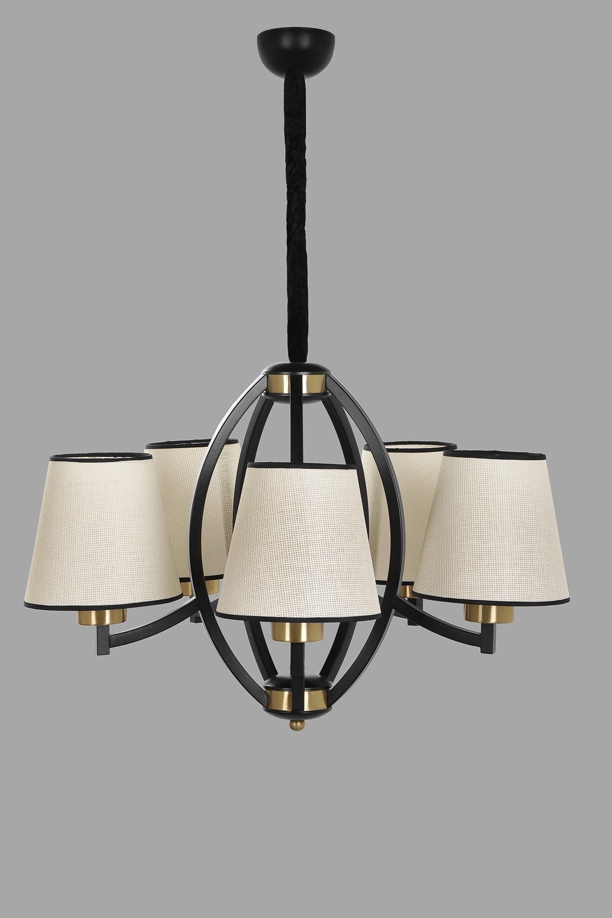 Candeeiro de Teto – 60 cm – Bege, Preto, Dourado – Metal