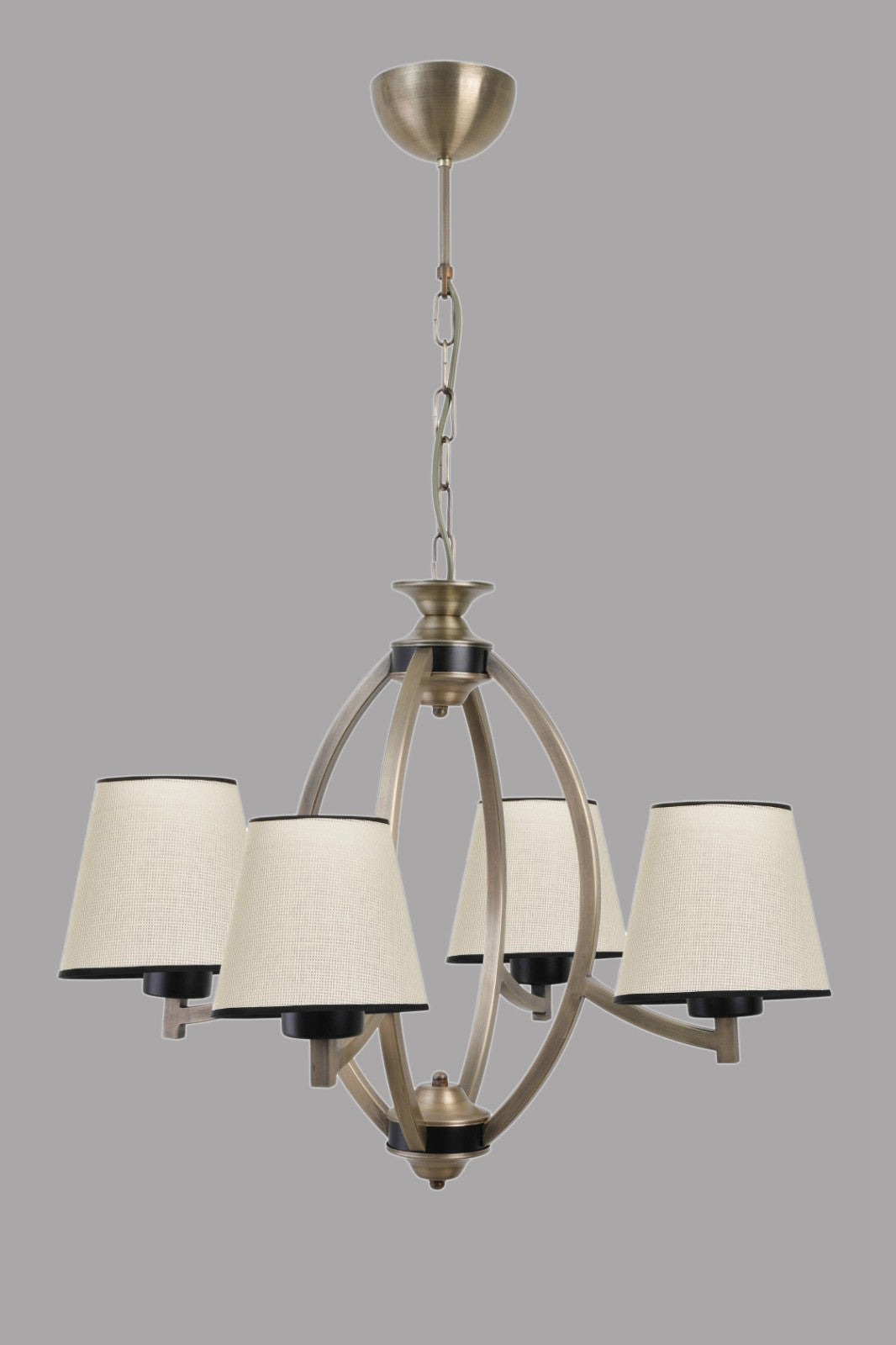 Candeeiro de Teto – 60 cm – Bege, Preto, Dourado – Metal