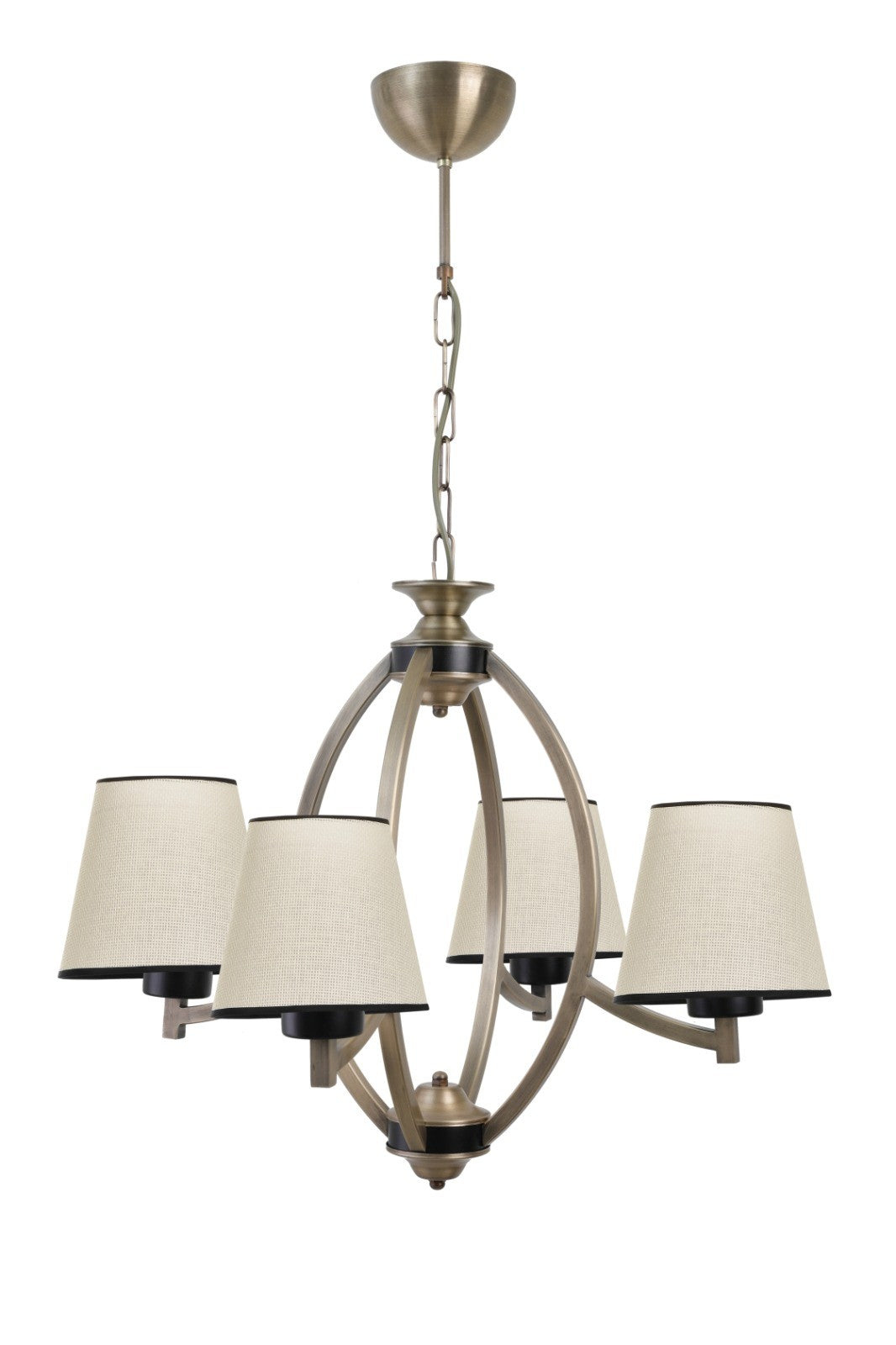 Candeeiro de Teto – 60 cm – Bege, Preto, Dourado – Metal