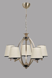 Candeeiro de Teto – 60 cm de diâmetro, 80 cm de altura – Bege, Preto, Dourado – Metálico