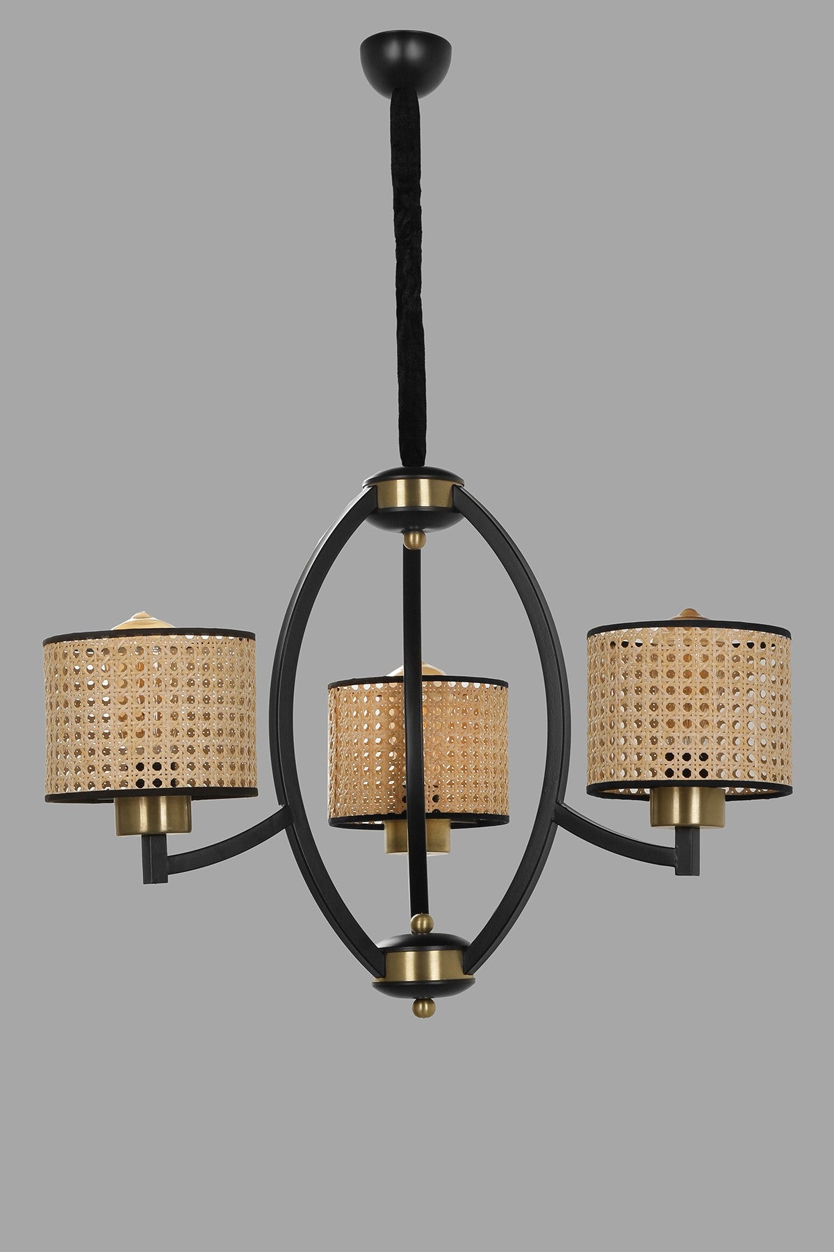 Candeeiro de Teto – 60 cm de diâmetro, 80 cm de altura – Marrom – Metal