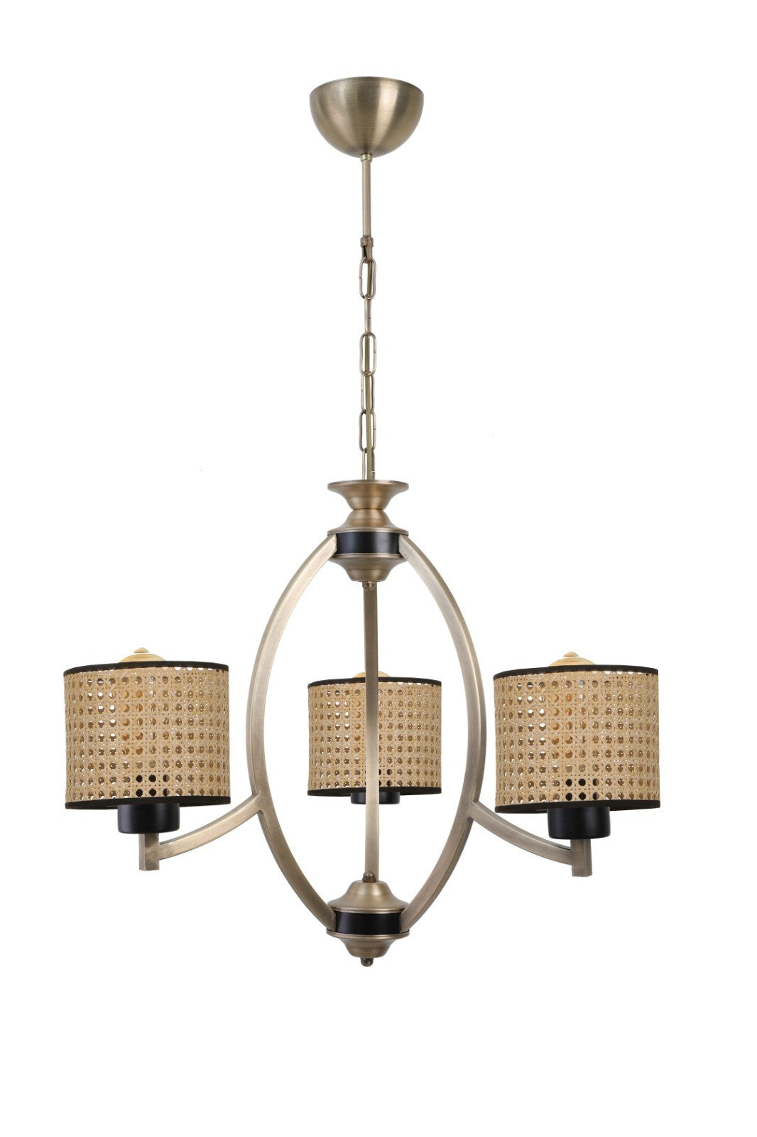 Candeeiro de Teto – 60 cm de diâmetro – Marrom – Metal e tecido