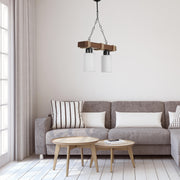 Candeeiro de Teto – 70 cm – Branco – Madeira e Vidro