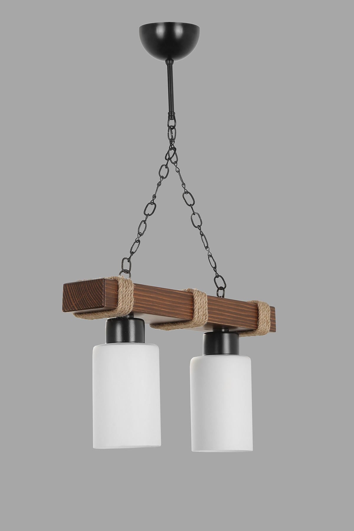 Candeeiro de Teto – 70 cm – Branco – Madeira e Vidro