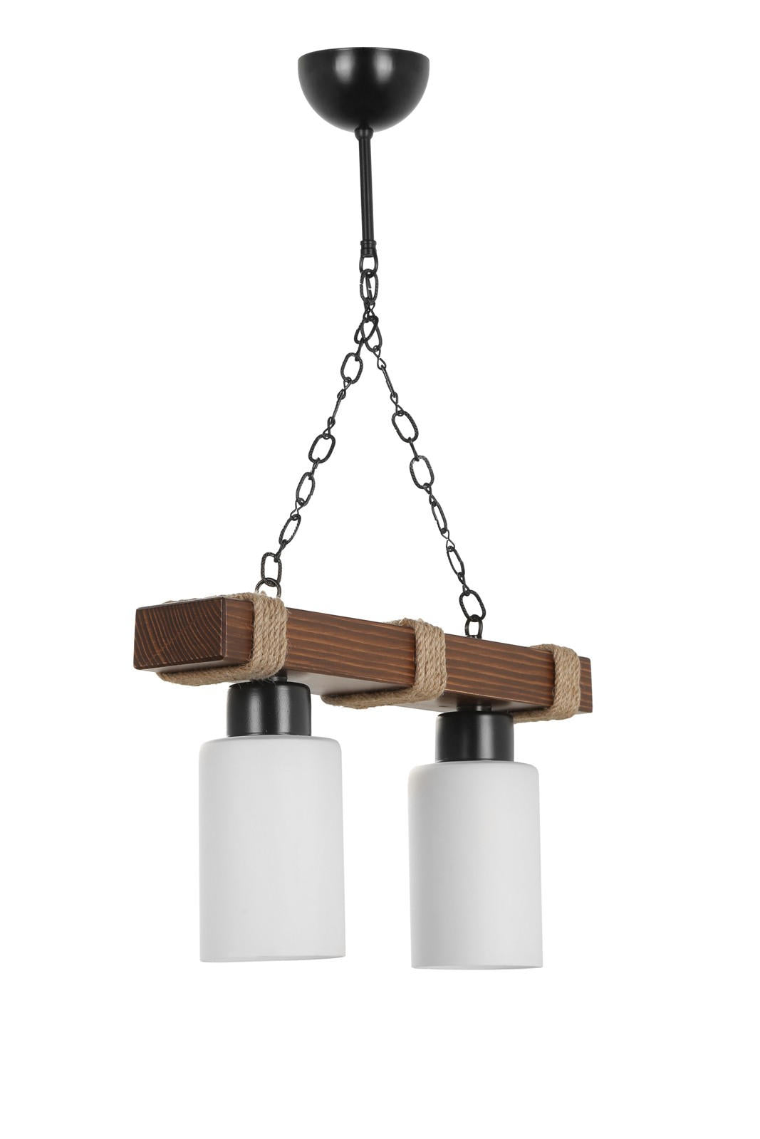 Candeeiro de Teto – 70 cm – Branco – Madeira e Vidro