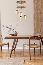 Candeeiro de Teto – 35 cm – 80 cm – Madeira e Vidro