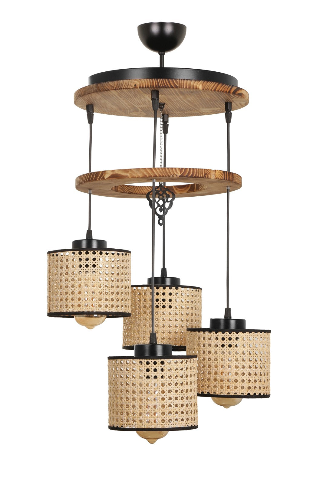 Candeeiro de Teto – 35 cm – 80 cm – Madeira e vidro