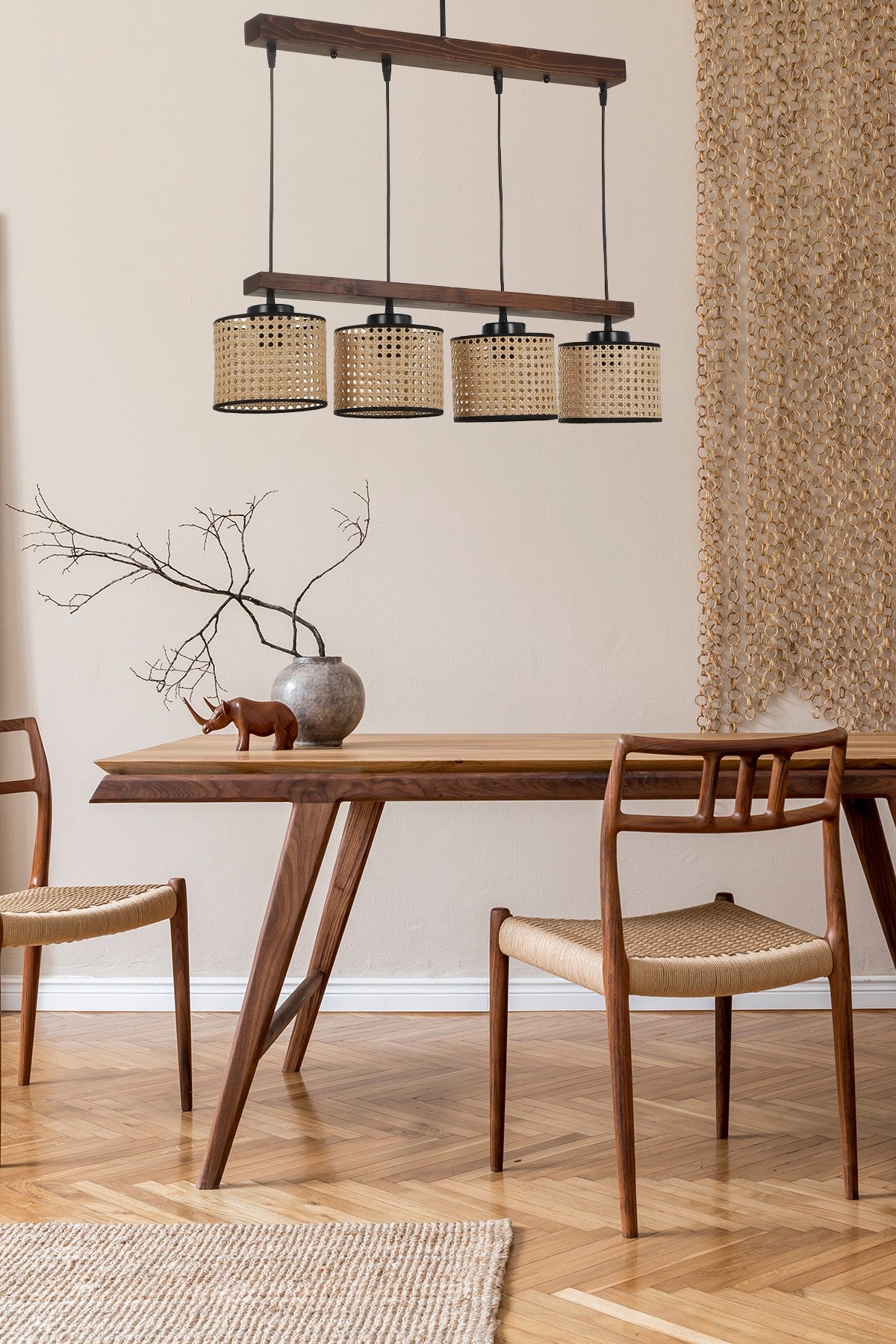 Candeeiro de Teto – 80 cm x 15 cm – Vintage – Madeira