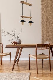 Candeeiro de Teto – 15 cm – Marrom e Preto – Madeira e Metal