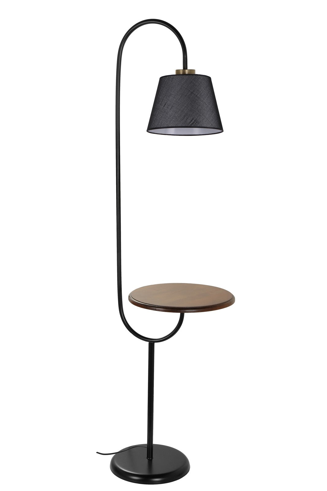 Candeeiro de Pé – 160 cm – Preto – Metal, tecido e madeira