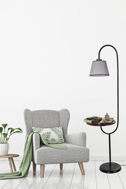 Candeeiro de Pé – 160 cm – Cinza – Metal e Tecido