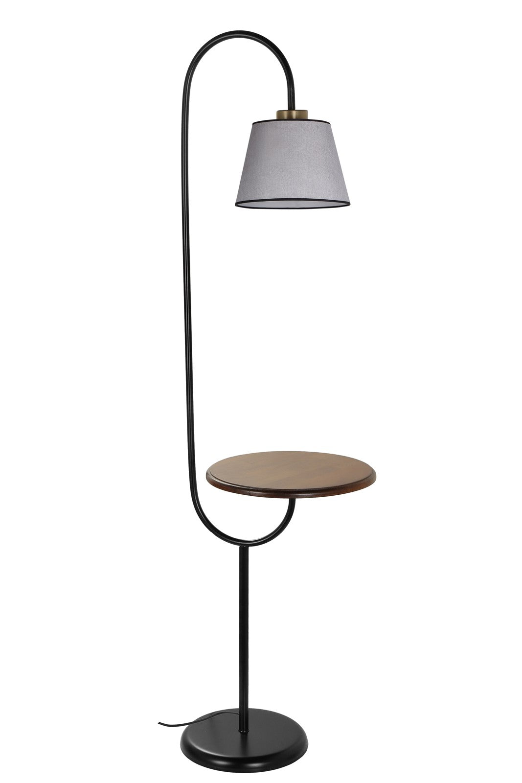 Candeeiro de Pé – 160 cm – Cinza – Metal e Tecido
