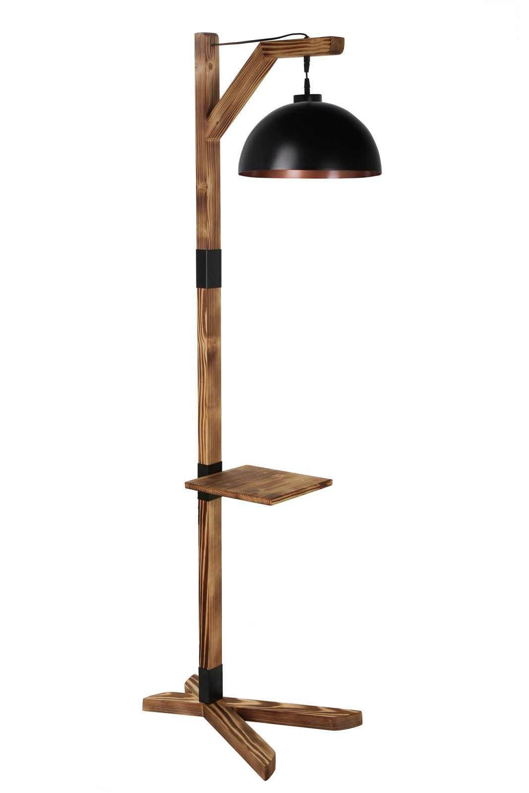 Candeeiro de Pé – 185 cm – Preto – Madeira e Metal