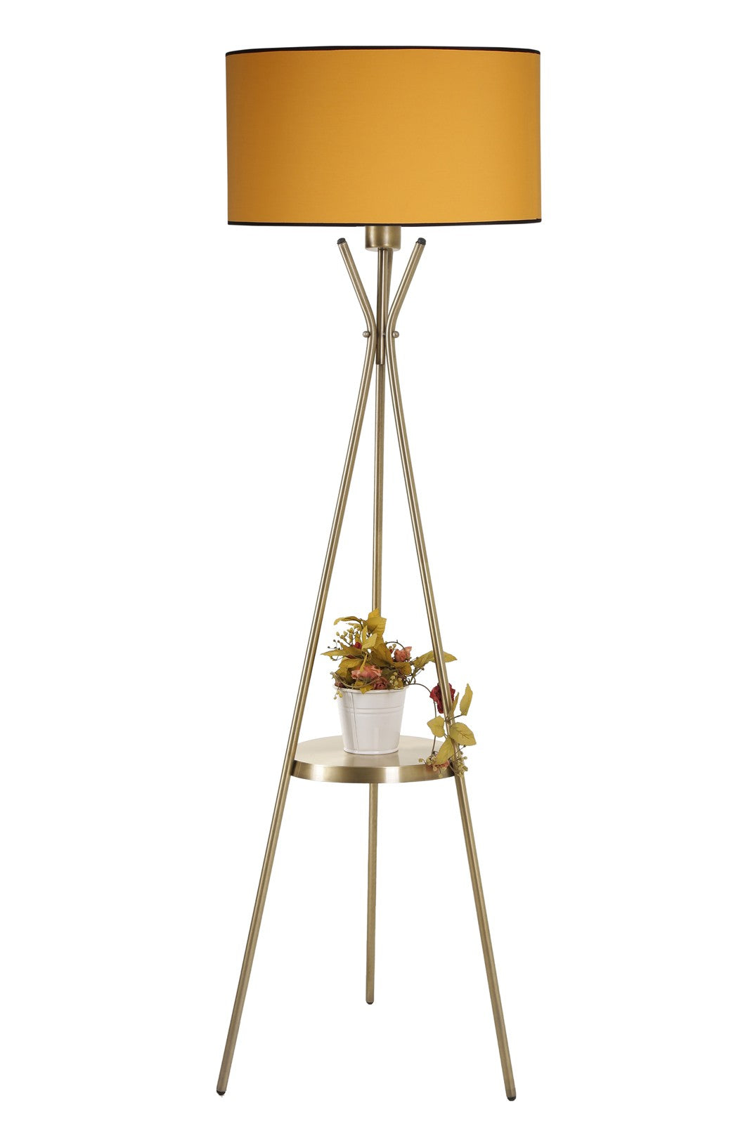 Candeeiro de Pé – 158cm – Mostarda – Metal e tecido