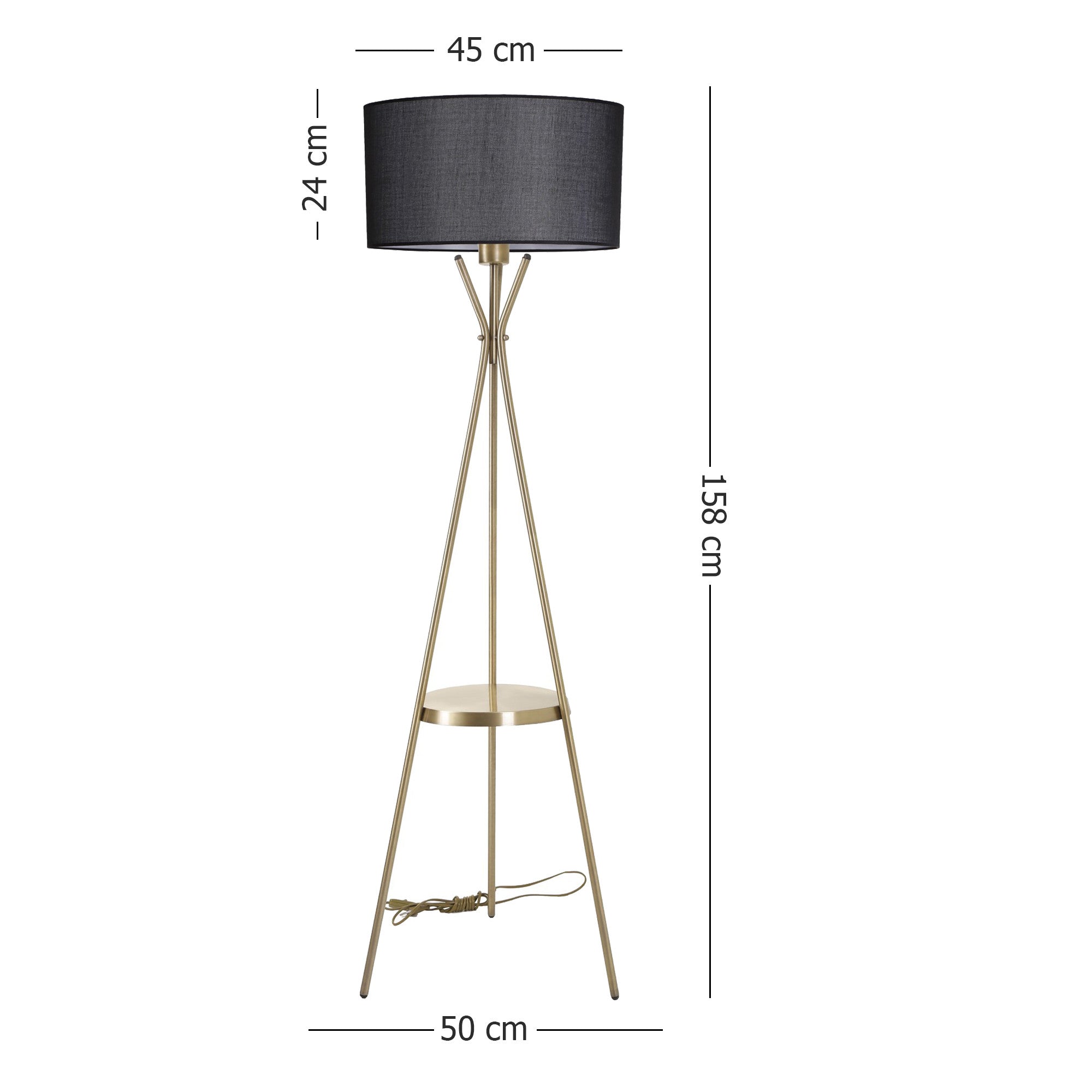 Candeeiro de Pé – 158 cm – Preto – Metal