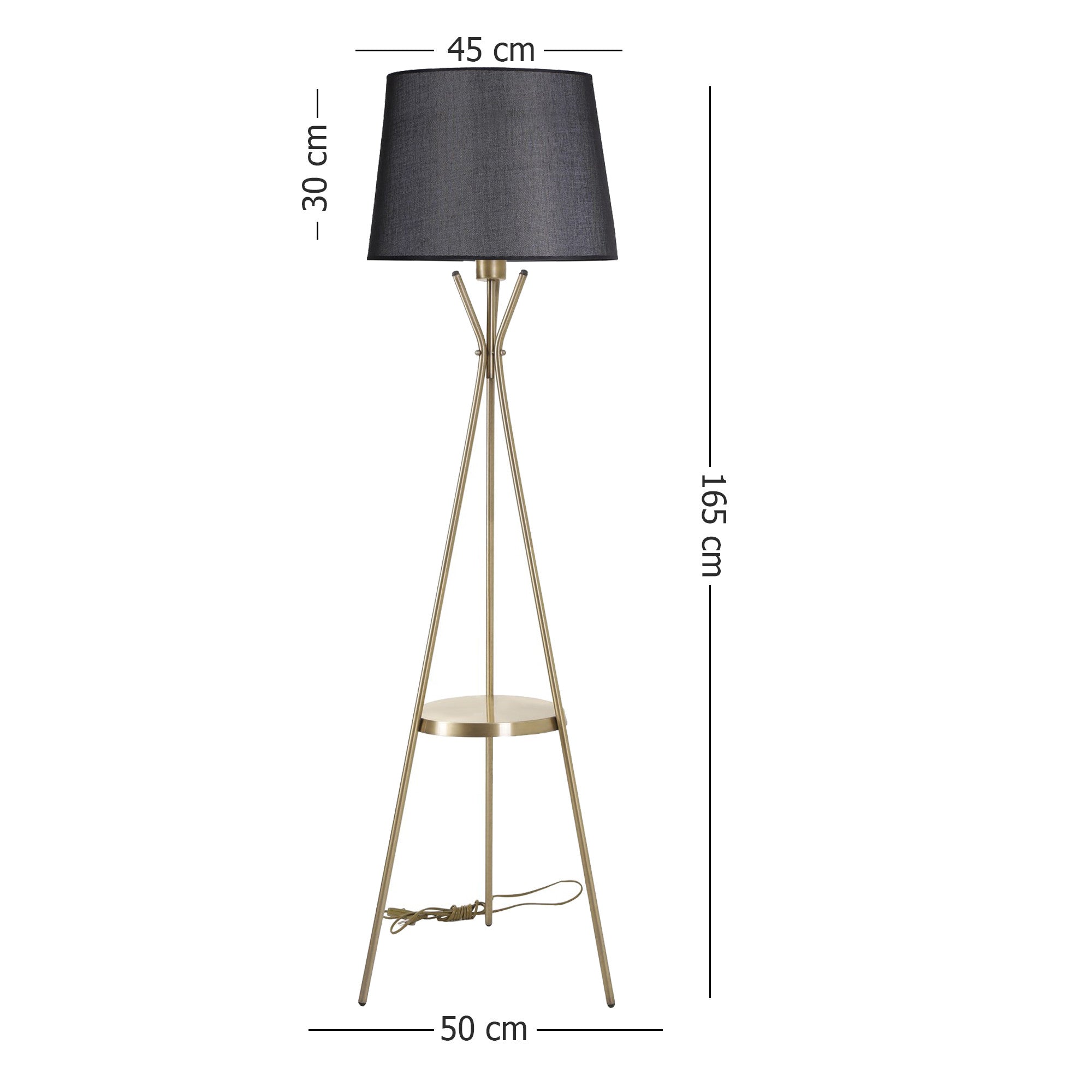 Candeeiro de Pé – 165 cm – Preto – Metal