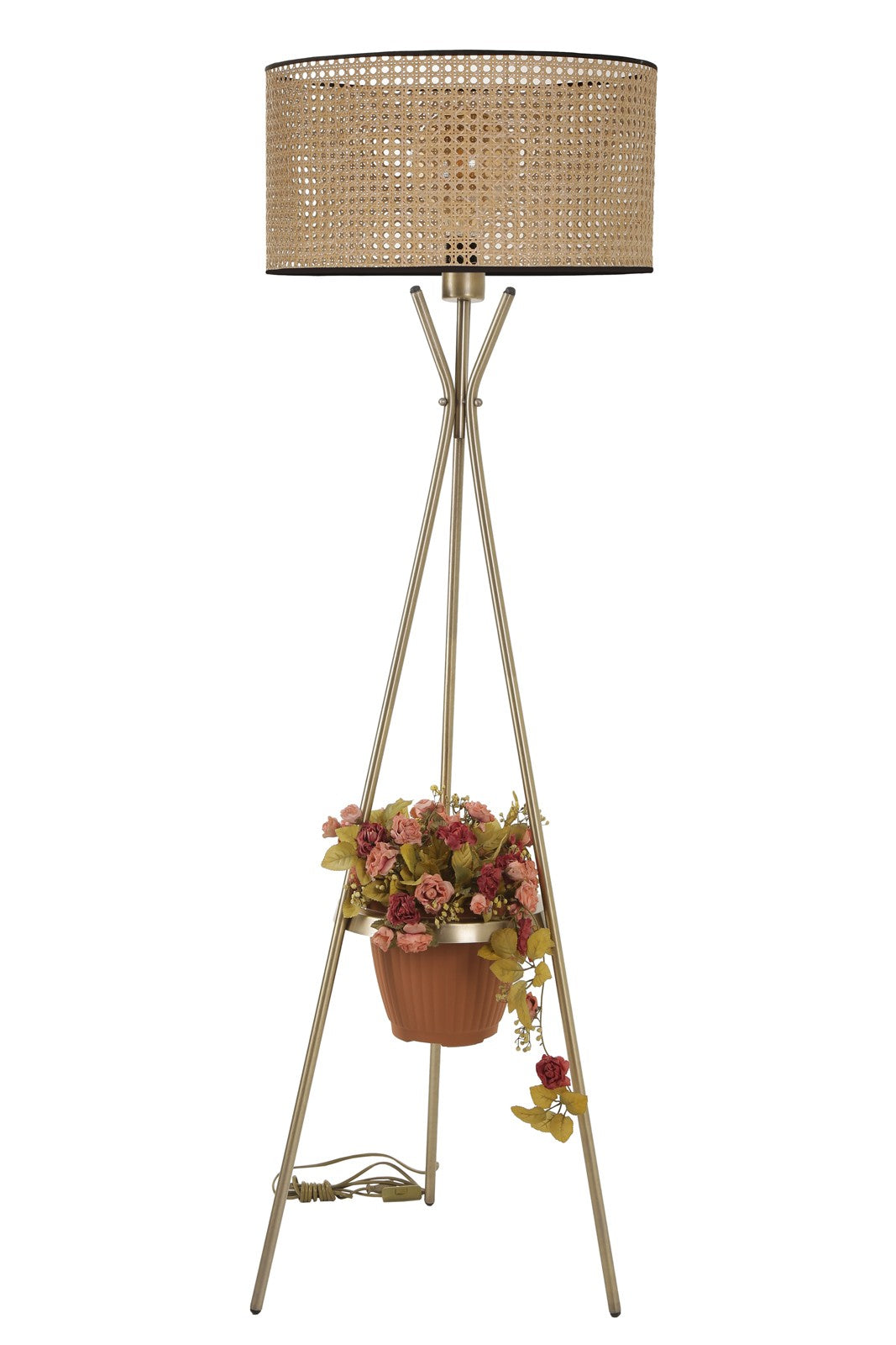 Candeeiro de Pé – 165 cm – Castanho Claro – Metal