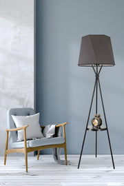 Candeeiro de Pé – 165 cm – Cinza Escuro – Metal e Tecido