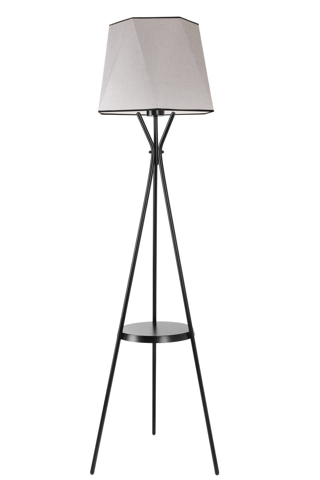 Candeeiro de Pé – 165 cm – Cinza – Metal e Tecido