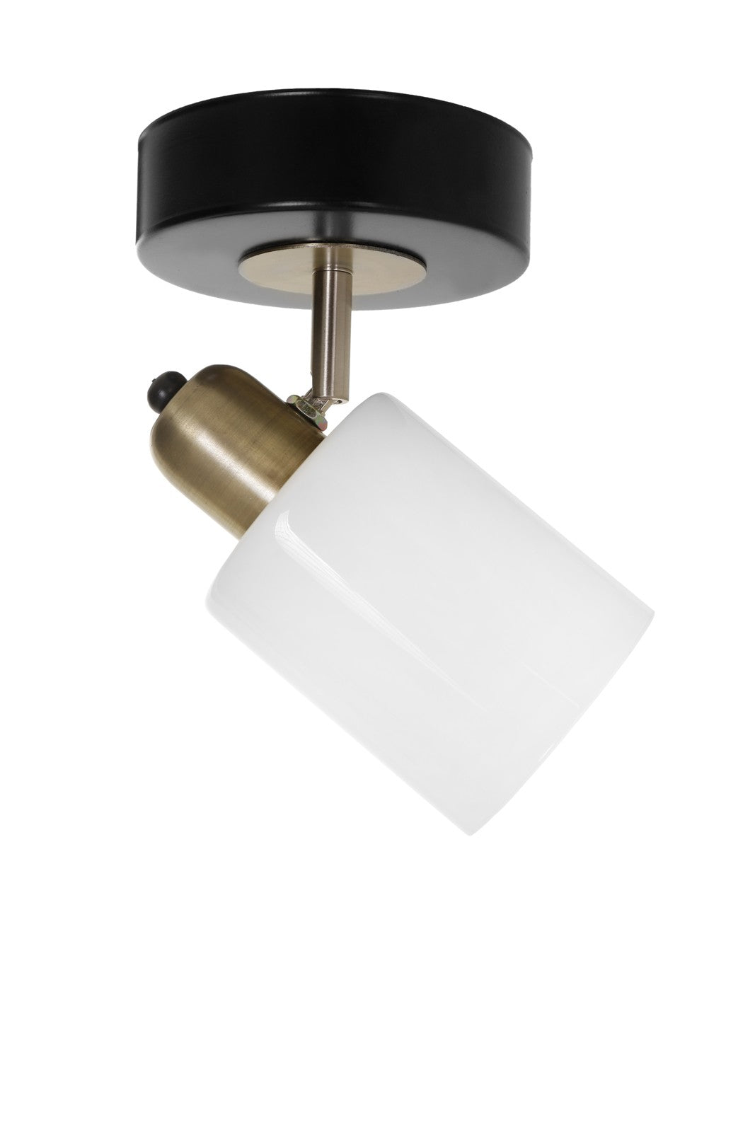Candeeiro de Teto – 12 cm de diâmetro – Preto e Branco – Metal e Vidro