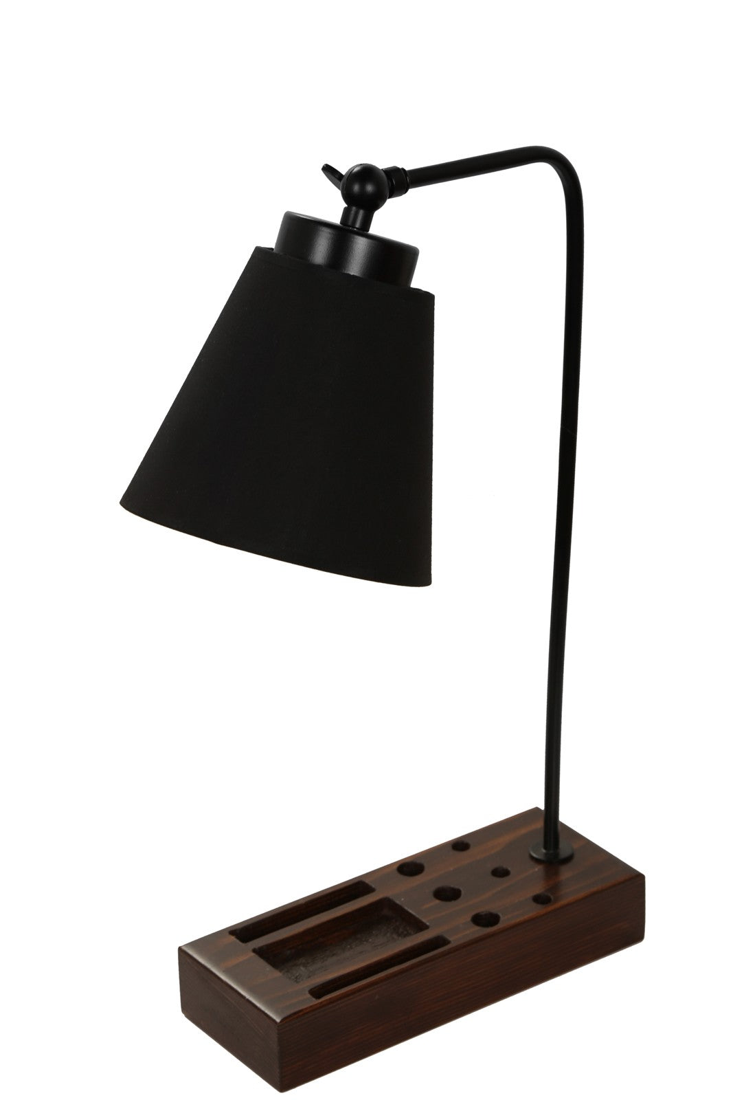 Candeeiro de Mesa de Madeira e Metal – 45 cm de altura – Marrom