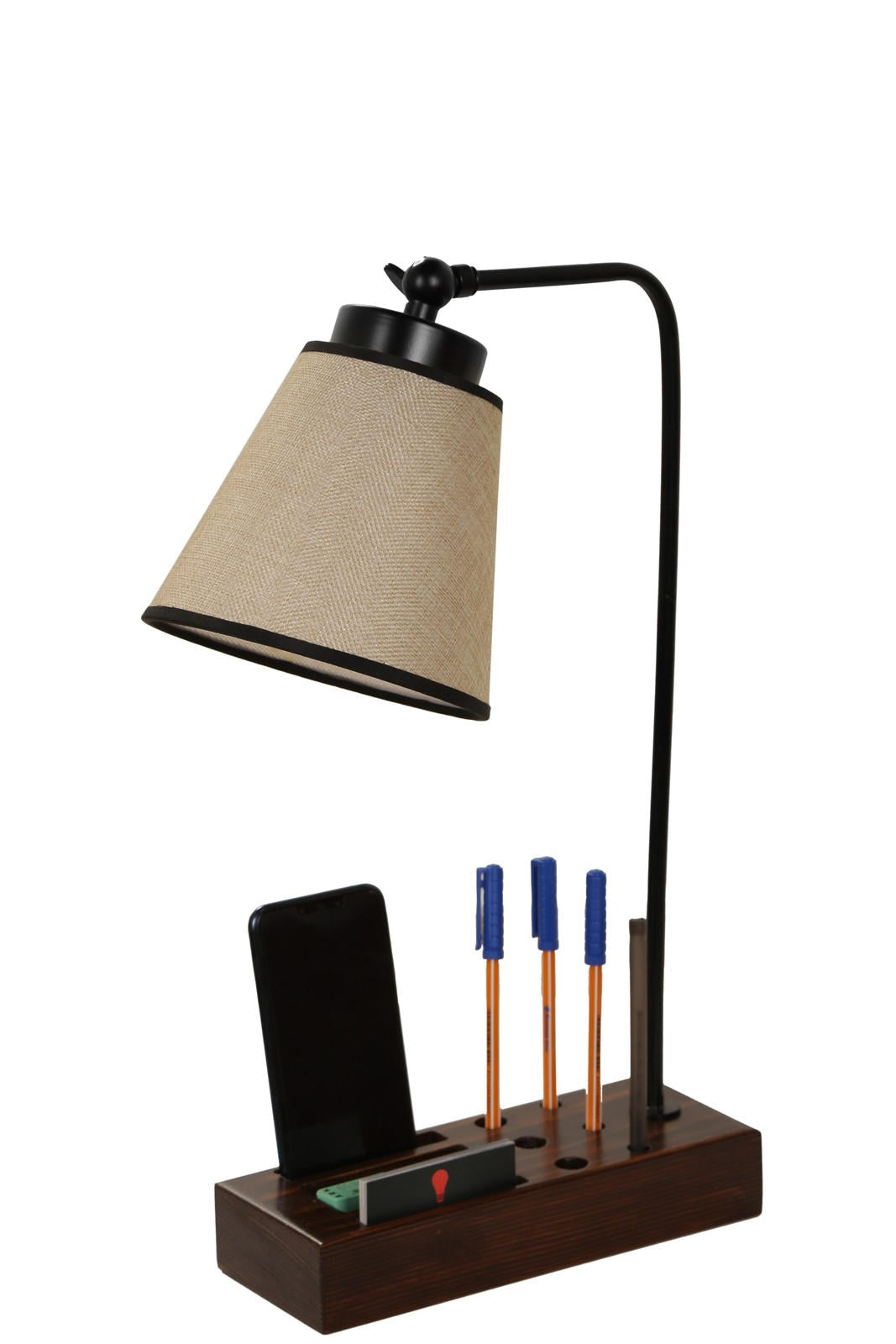 Candeeiro de Mesa de Madeira – 45 cm – Bege, Preto, Carvalho