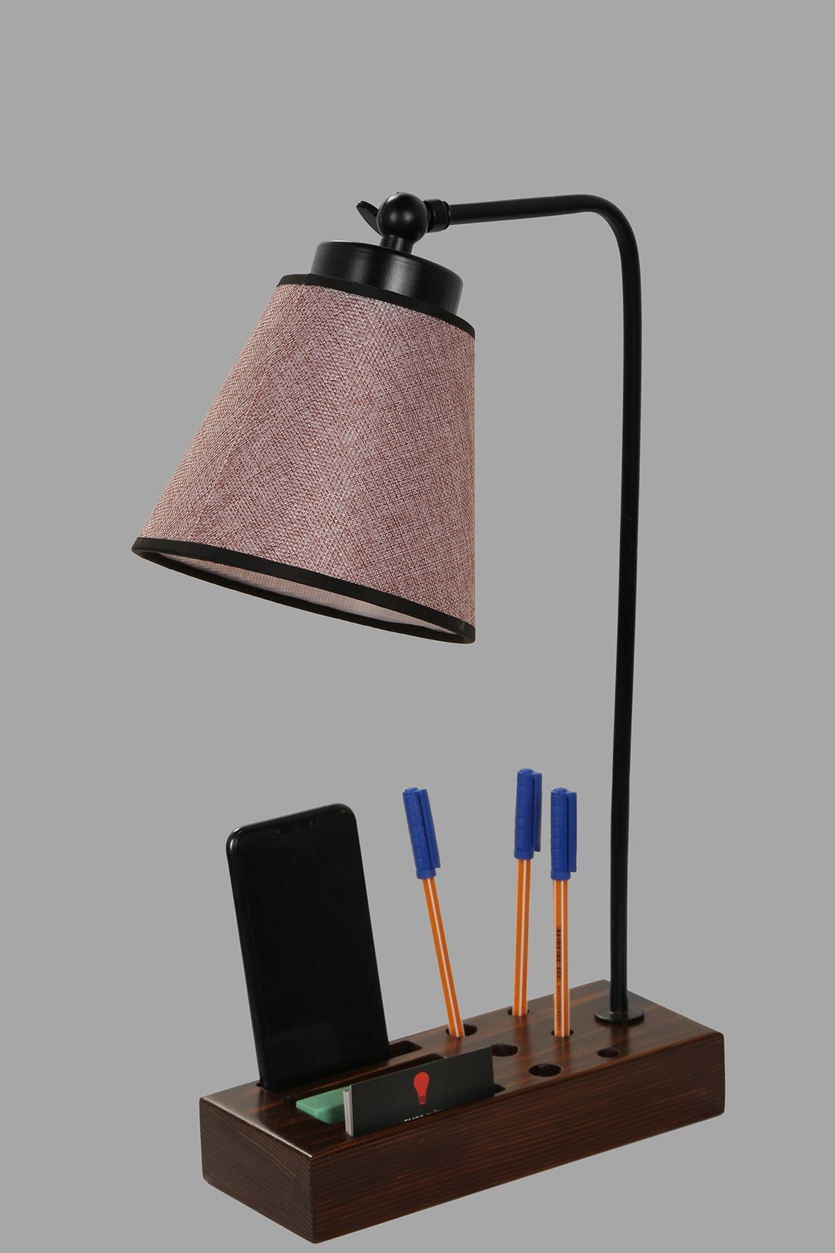 Candeeiro de Mesa de Madeira com Tampa de Metal – 45 cm – Lilás